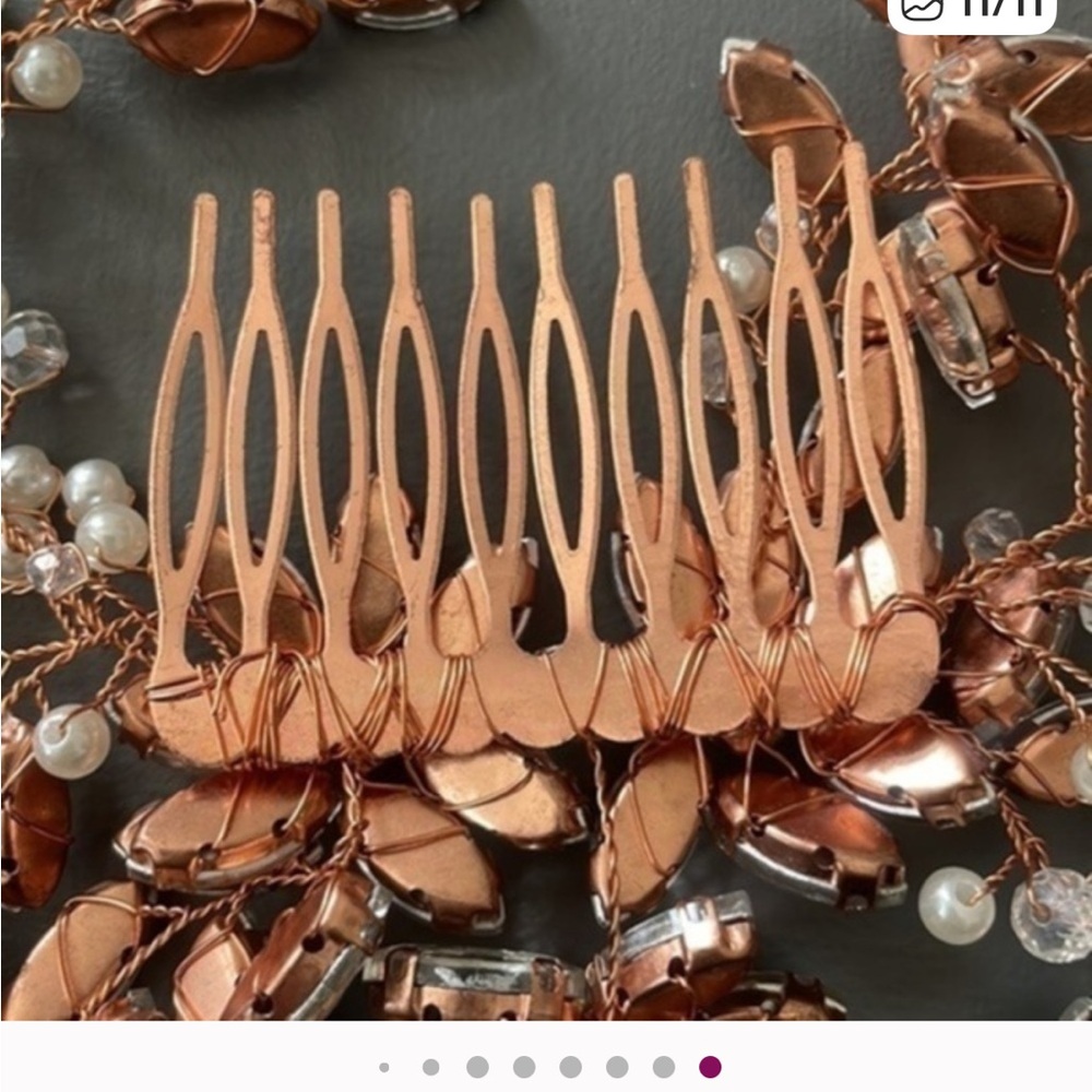 Wedding Bridal Crystal Vine Hair Piece Comb Copper - Picture 5 of 7